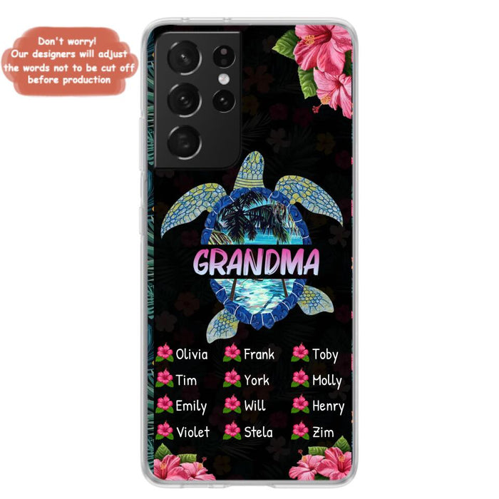 Custom Personalized Turtle Grandma iPhone/ Samsung Phone Case - Up to 12 Kid's Name - Mother's Day Gift Idea For Grandma