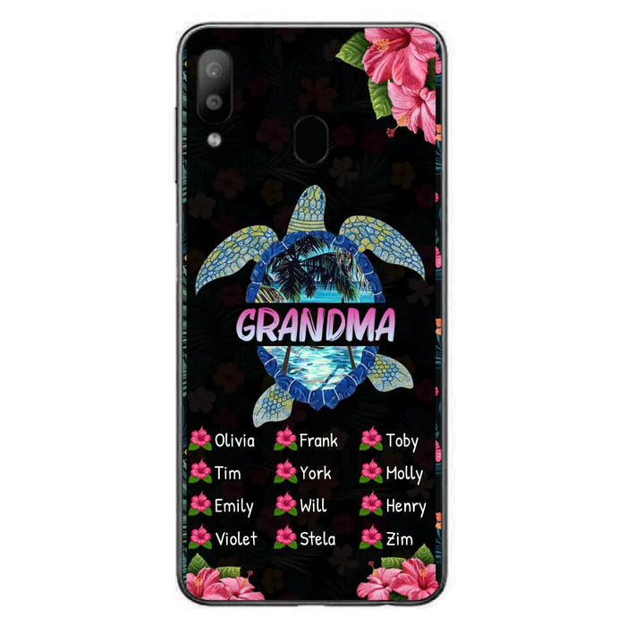 Custom Personalized Turtle Grandma iPhone/ Samsung Phone Case - Up to 12 Kid's Name - Mother's Day Gift Idea For Grandma