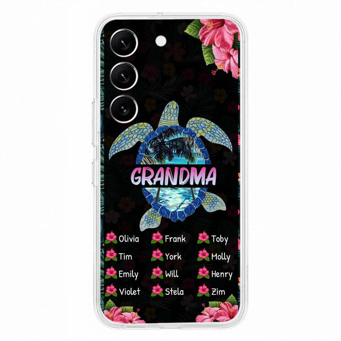 Custom Personalized Turtle Grandma iPhone/ Samsung Phone Case - Up to 12 Kid's Name - Mother's Day Gift Idea For Grandma