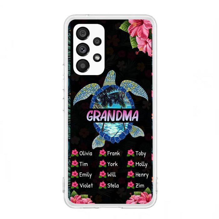 Custom Personalized Turtle Grandma iPhone/ Samsung Phone Case - Up to 12 Kid's Name - Mother's Day Gift Idea For Grandma