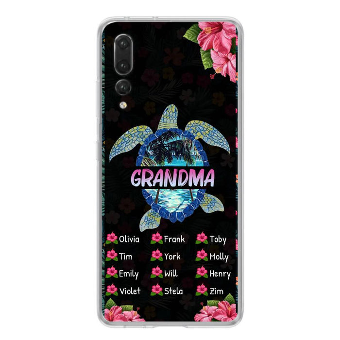 Custom Personalized Turtle Grandma Phone Case - Up to 12 Kid's Name - Mother's Day Gift Idea For Grandma - Case For Xiaomi/ Oppo/ Huawei