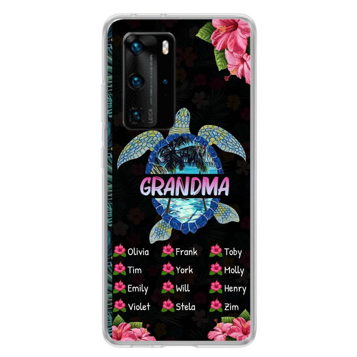 Custom Personalized Turtle Grandma Phone Case - Up to 12 Kid's Name - Mother's Day Gift Idea For Grandma - Case For Xiaomi/ Oppo/ Huawei