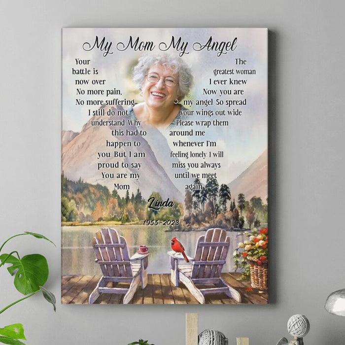 Custom Personalized Memorial Photo Canvas - Gift Idea For Mother's Day/Wife - My Mom/Wife My Angel