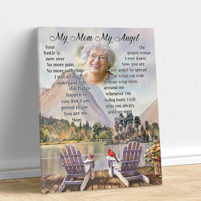 Custom Personalized Memorial Photo Canvas - Gift Idea For Mother's Day/Wife - My Mom/Wife My Angel