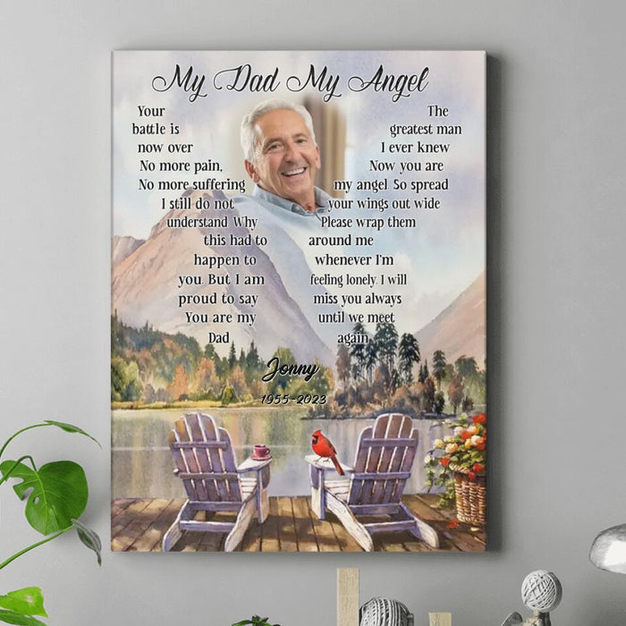 Custom Personalized Memorial Photo Canvas - Gift Idea For Father's Day/Husband - My Dad/Husband My Angel