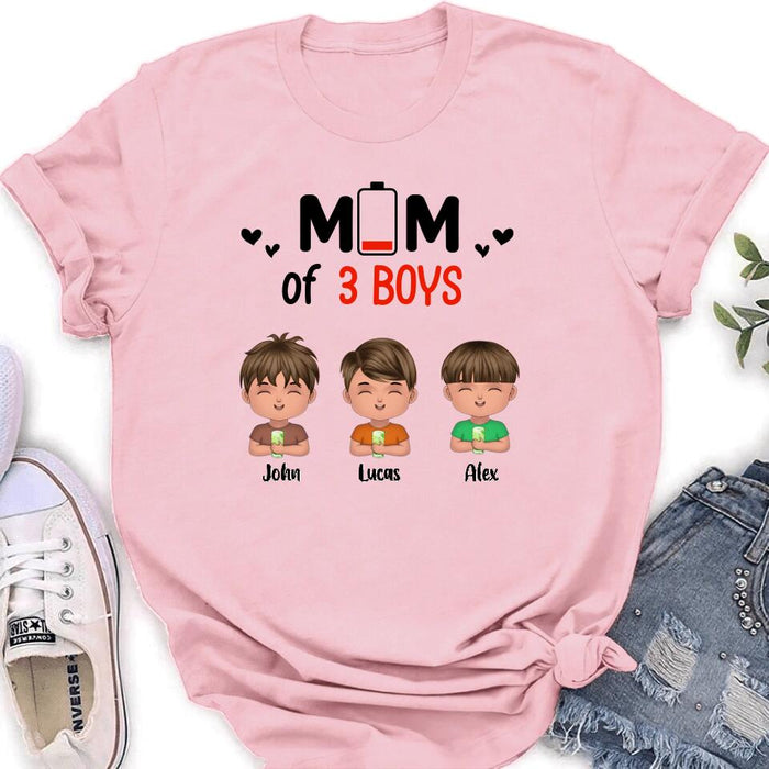 Custom Personalized Mom Of Children T-Shirt/Long Sleeve/Sweatshirt/Hoodie - Upto 3 Children - Gift Idea For Mother's Day/ Father's Day