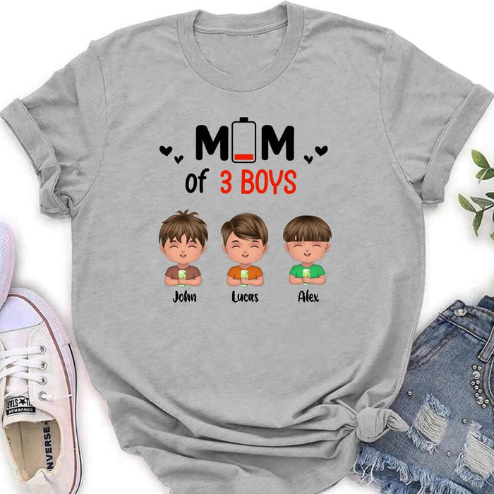 Custom Personalized Mom Of Children T-Shirt/Long Sleeve/Sweatshirt/Hoodie - Upto 3 Children - Gift Idea For Mother's Day/ Father's Day