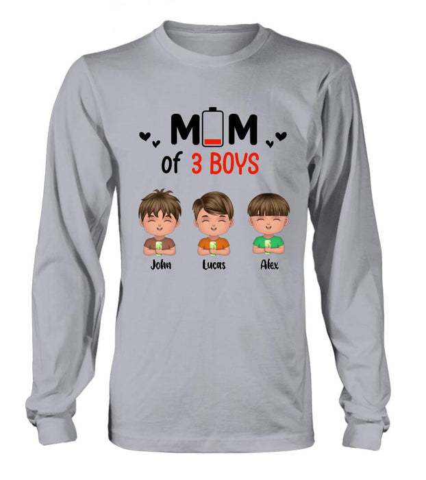 Custom Personalized Mom Of Children T-Shirt/Long Sleeve/Sweatshirt/Hoodie - Upto 3 Children - Gift Idea For Mother's Day/ Father's Day