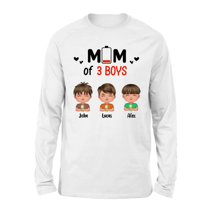 Custom Personalized Mom Of Children T-Shirt/Long Sleeve/Sweatshirt/Hoodie - Upto 3 Children - Gift Idea For Mother's Day/ Father's Day