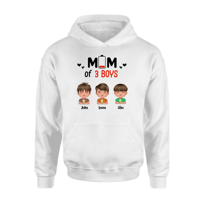 Custom Personalized Mom Of Children T-Shirt/Long Sleeve/Sweatshirt/Hoodie - Upto 3 Children - Gift Idea For Mother's Day/ Father's Day