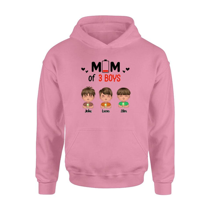 Custom Personalized Mom Of Children T-Shirt/Long Sleeve/Sweatshirt/Hoodie - Upto 3 Children - Gift Idea For Mother's Day/ Father's Day