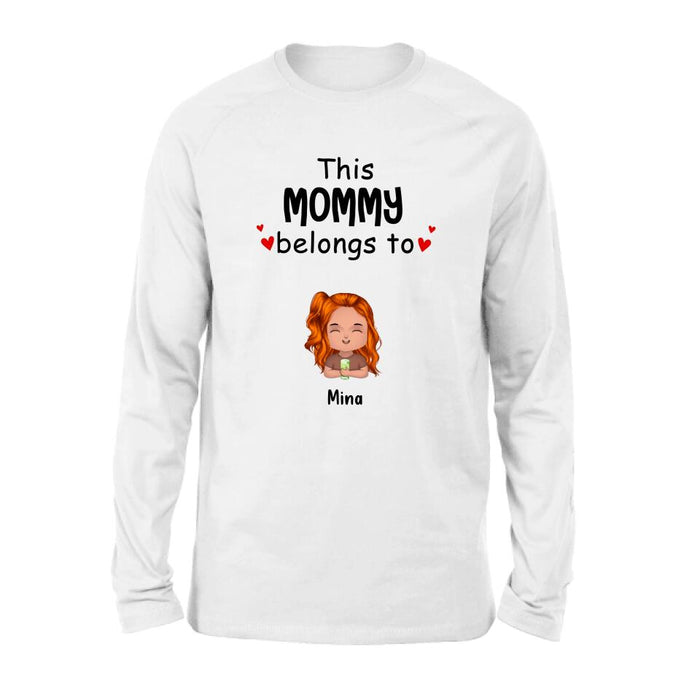 Custom Personalized This Mommy Belongs To Doll Kids T-Shirt/ Long Sleeve/ Sweatshirt/ Hoodie - Upto 7 Children - Gift Idea For Grandma/ Grandpa/ Dad/ Mom/ Mother's Day/ Father's Day