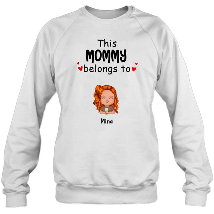 Custom Personalized This Mommy Belongs To Doll Kids T-Shirt/ Long Sleeve/ Sweatshirt/ Hoodie - Upto 7 Children - Gift Idea For Grandma/ Grandpa/ Dad/ Mom/ Mother's Day/ Father's Day