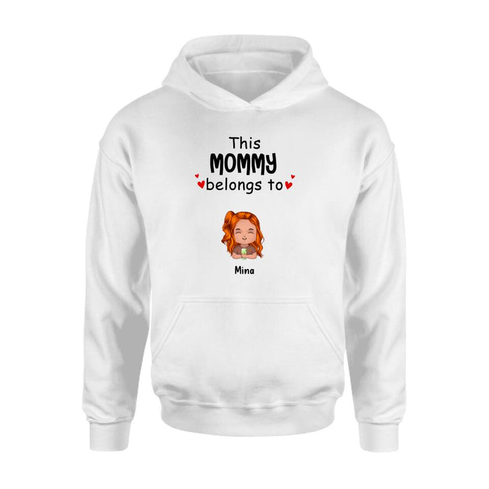 Custom Personalized This Mommy Belongs To Doll Kids T-Shirt/ Long Sleeve/ Sweatshirt/ Hoodie - Upto 7 Children - Gift Idea For Grandma/ Grandpa/ Dad/ Mom/ Mother's Day/ Father's Day