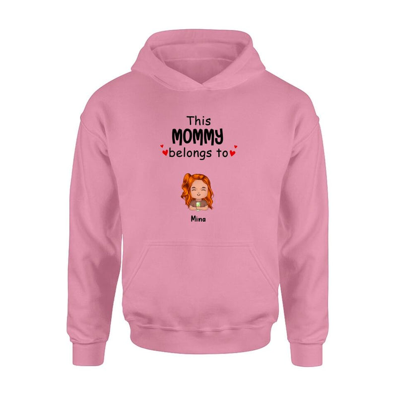 Personalized This Mommy Belongs To Doll Kids T-Shirt/Long Sleeve/Sweatshirt/Hoodie - Up to 7 Children - Gift Idea For Grandma/Grandpa/Dad/Mom/Mother's Day/Father's Day