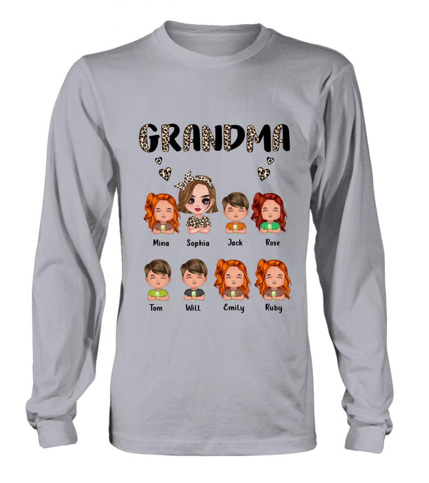 Custom Personalized Grandma T-Shirt/ Long Sleeve/ Sweatshirt/ Hoodie - Upto 7 Children - Mother's Day Gift Idea For Grandma/ Mother