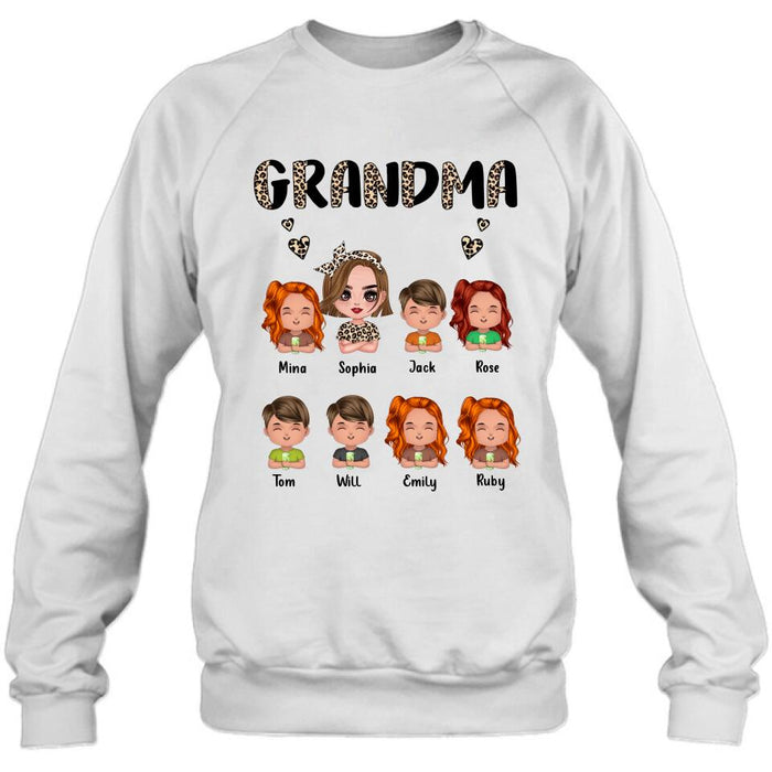 Custom Personalized Grandma T-Shirt/ Long Sleeve/ Sweatshirt/ Hoodie - Upto 7 Children - Mother's Day Gift Idea For Grandma/ Mother