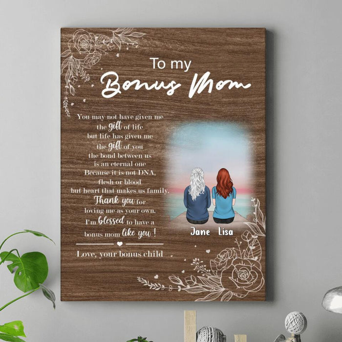 Custom Personalized Bonus Mom Canvas - Upto 4 Children - Mother's Day Gift Idea for Bonus Mom -  To My Bonus Mom