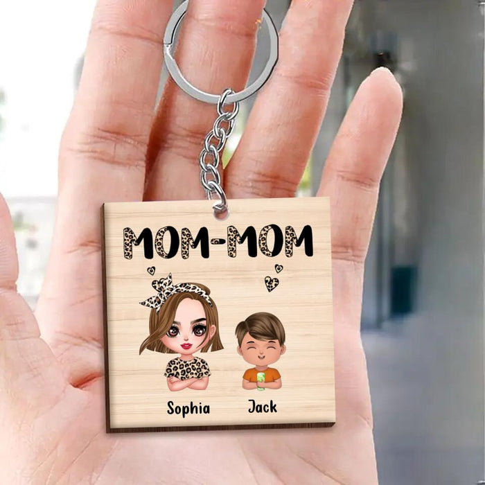 Custom Personalized Mom Wooden Keychain - Upto 7 Children - Mother's Day Gift Idea For Grandma/ Mother