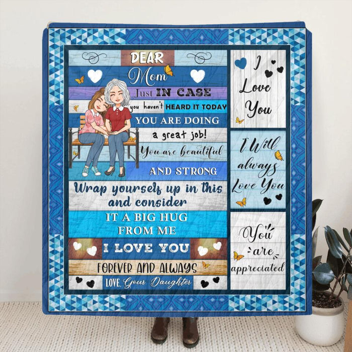 Custom Personalized Mom & Daughter Quilt/Single Layer Fleece Blanket - Gift Idea For Mother's Day From Daughter - You Are Doing A Great Job