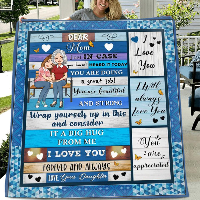 Custom Personalized Mom & Daughter Quilt/Single Layer Fleece Blanket - Gift Idea For Mother's Day From Daughter - You Are Doing A Great Job