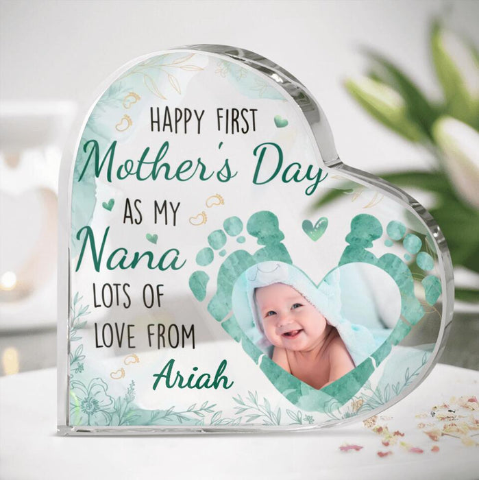 Custom Personalized Baby Photo Crystal Heart - Gift Idea For Mother's Day - Happy First Mother's Day As My Nana