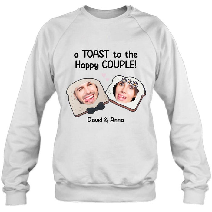 Custom Personalized Couple T-shirt/ Long Sleeve/ Sweatshirt/ Hoodie - Upload Photos - Gift Idea For Couple - A Toast To The Happy Couple!