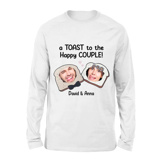 Custom Personalized Couple T-shirt/ Long Sleeve/ Sweatshirt/ Hoodie - Upload Photos - Gift Idea For Couple - A Toast To The Happy Couple!