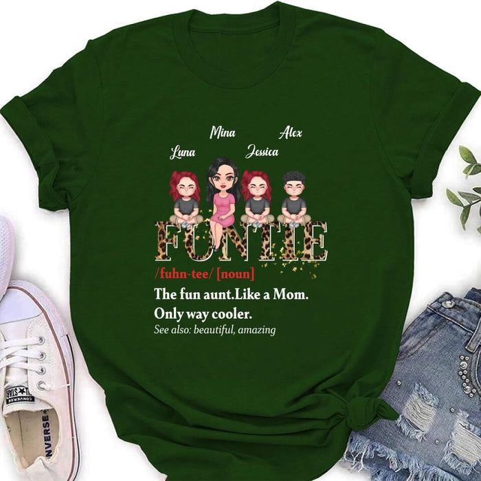 Custom Personalized Auntie & Kids T-shirt/ Long Sleeve/ Sweatshirt/ Hoodie - Gift Idea For Aunt/Mother's Day - Upto 3 Kids - The Fun Aunt Like A Mom Only Way Cooler