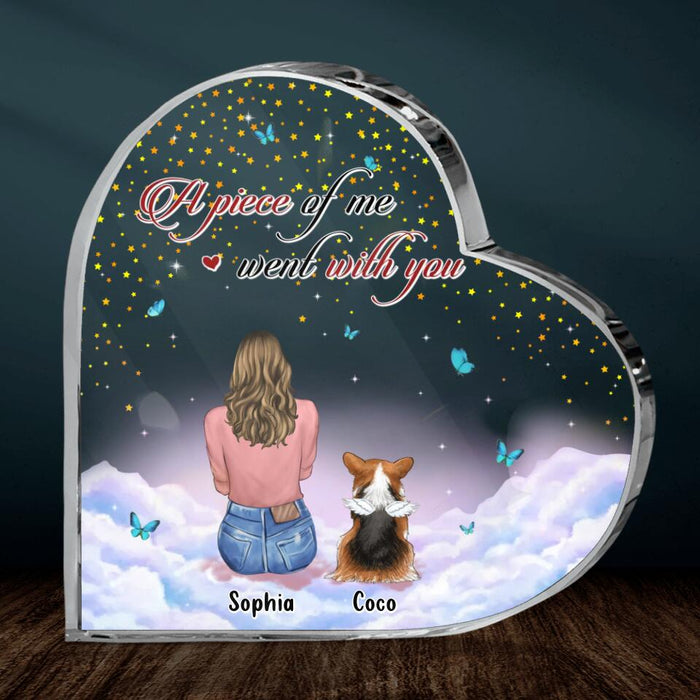 Custom Personalized Memorial Pet Crystal Heart - Upto 4 Pets - Memorial Gift Idea For Dog/Cat Lover - A Piece Of Me Went With You