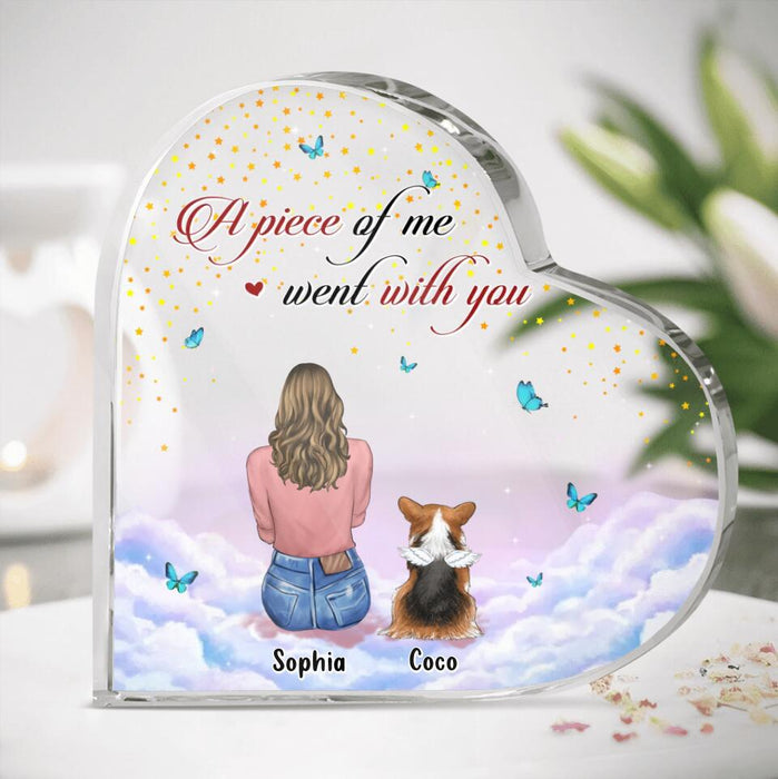 Custom Personalized Memorial Pet Crystal Heart - Upto 4 Pets - Memorial Gift Idea For Dog/Cat Lover - A Piece Of Me Went With You