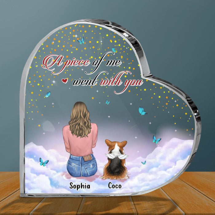 Custom Personalized Memorial Pet Crystal Heart - Upto 4 Pets - Memorial Gift Idea For Dog/Cat Lover - A Piece Of Me Went With You