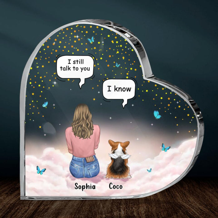 Custom Personalized Memorial Pet Crystal Heart - Upto 4 Pets - Memorial Gift Idea For Dog/Cat Lover -  I Still Talk To You