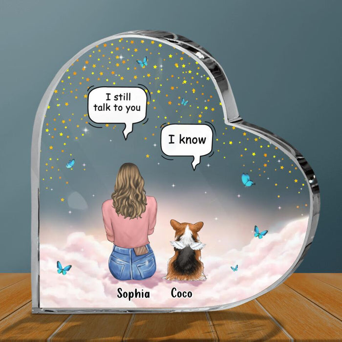 Custom Personalized Memorial Pet Crystal Heart - Upto 4 Pets - Memorial Gift Idea For Dog/Cat Lover -  I Still Talk To You