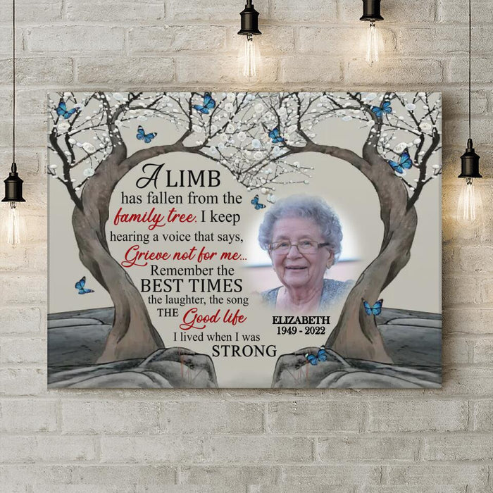 Custom Personalized Memorial Photo Canvas - Memorial Gift Idea For Family Member - A Limb Has Fallen From The Family Tree