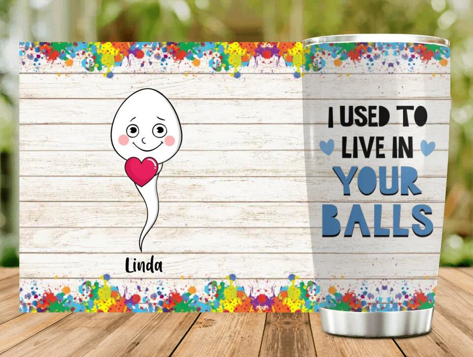 Custom Personalized Sperms Tumbler - Gift Idea From Kids to Father/ For Father's Day - Upto 7 Sperms - I Used To Live In Your Balls