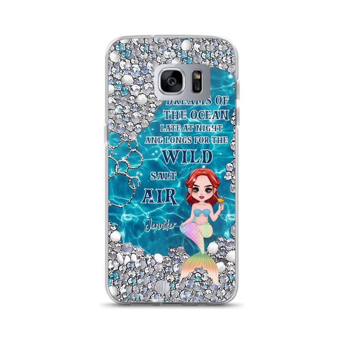 Custom Personalized Mermaid Phone Case - Gift Idea For Ocean Lovers/Mermaid - She Dreams Of The Ocean Late At Night  - Case For iPhone & Samsung