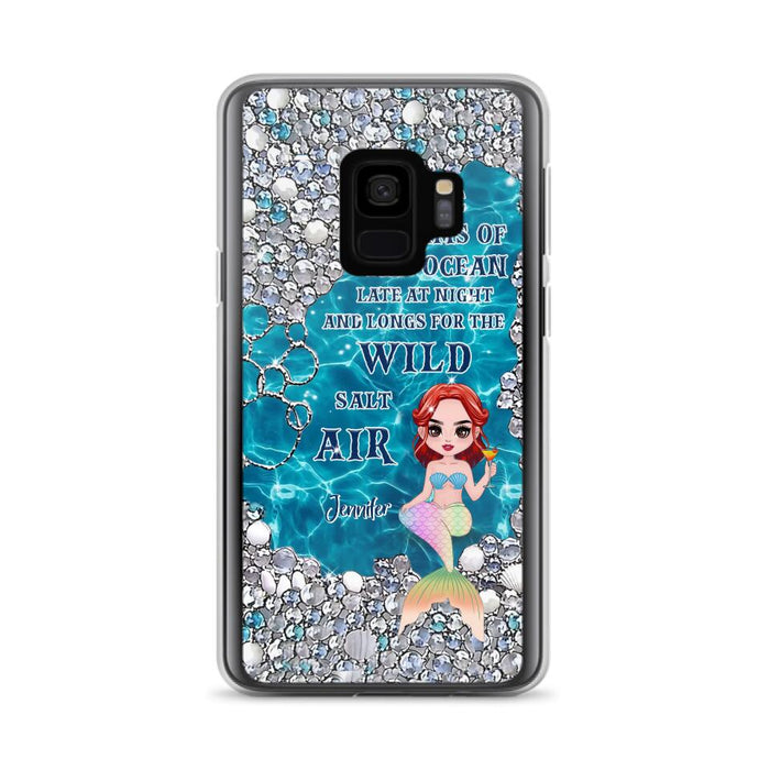 Custom Personalized Mermaid Phone Case - Gift Idea For Ocean Lovers/Mermaid - She Dreams Of The Ocean Late At Night  - Case For iPhone & Samsung