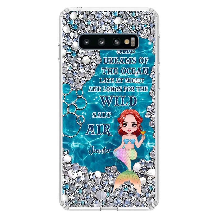 Custom Personalized Mermaid Phone Case - Gift Idea For Ocean Lovers/Mermaid - She Dreams Of The Ocean Late At Night  - Case For iPhone & Samsung