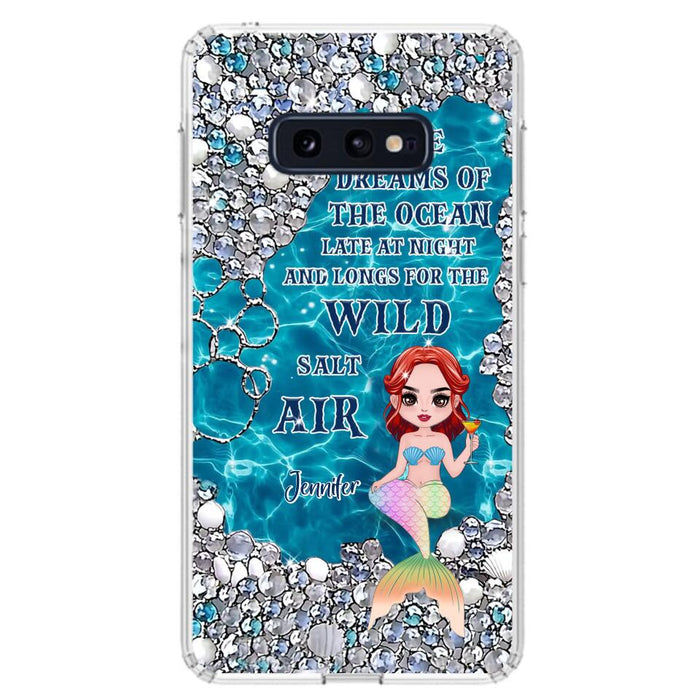 Custom Personalized Mermaid Phone Case - Gift Idea For Ocean Lovers/Mermaid - She Dreams Of The Ocean Late At Night  - Case For iPhone & Samsung