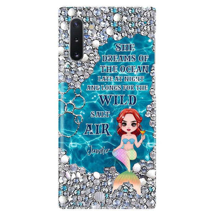 Custom Personalized Mermaid Phone Case - Gift Idea For Ocean Lovers/Mermaid - She Dreams Of The Ocean Late At Night  - Case For iPhone & Samsung