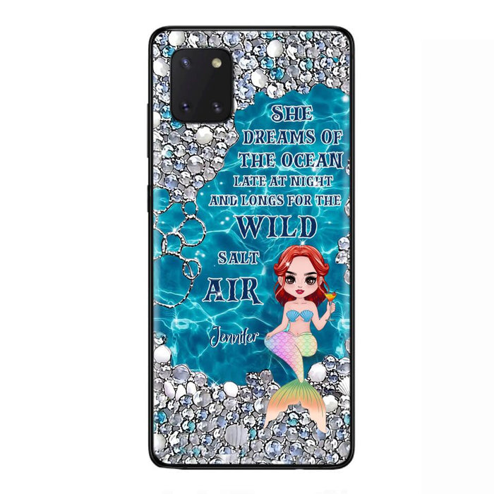 Custom Personalized Mermaid Phone Case - Gift Idea For Ocean Lovers/Mermaid - She Dreams Of The Ocean Late At Night  - Case For iPhone & Samsung