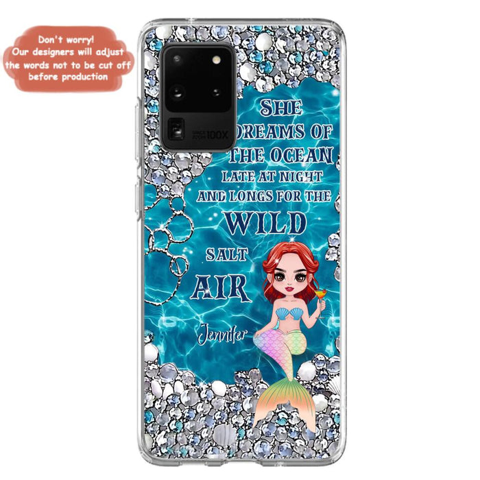 Custom Personalized Mermaid Phone Case - Gift Idea For Ocean Lovers/Mermaid - She Dreams Of The Ocean Late At Night  - Case For iPhone & Samsung