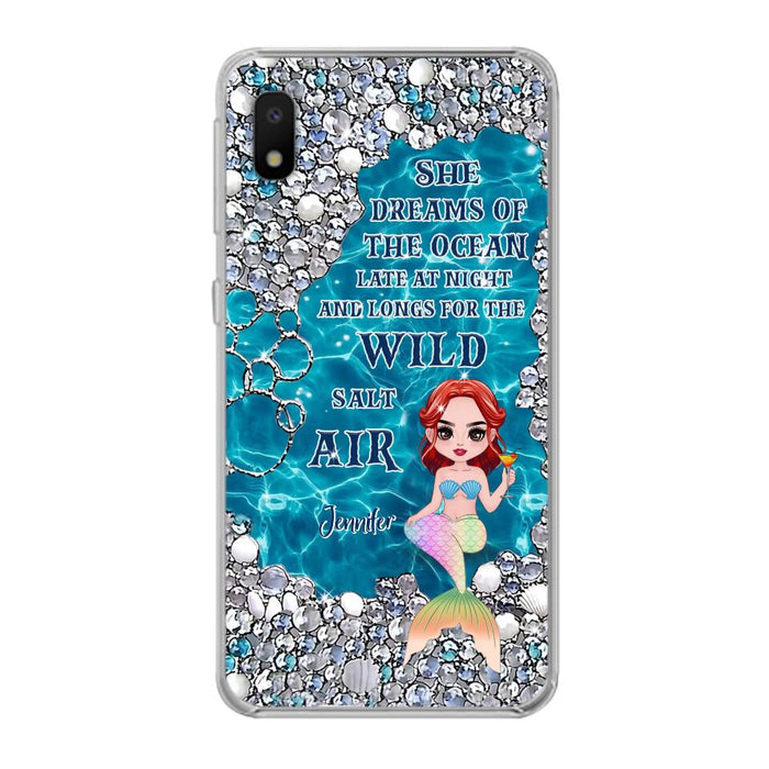 Custom Personalized Mermaid Phone Case - Gift Idea For Ocean Lovers/Mermaid - She Dreams Of The Ocean Late At Night  - Case For iPhone & Samsung