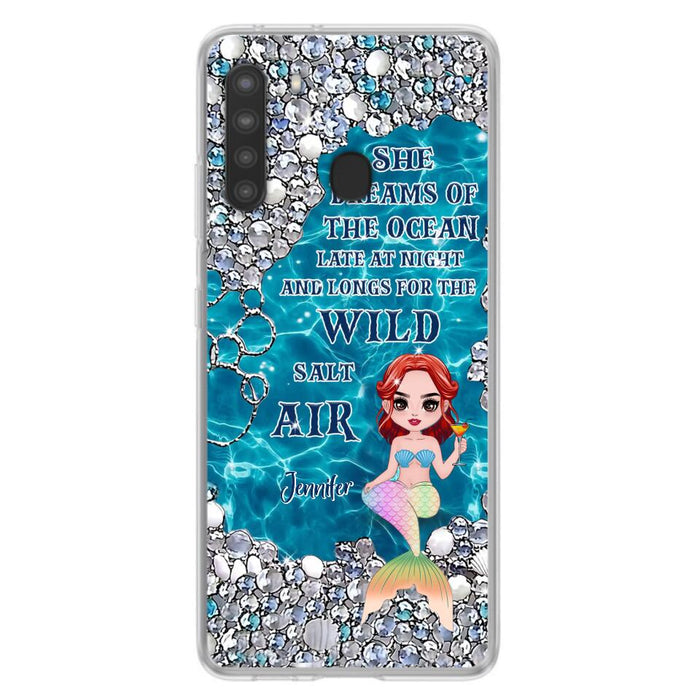 Custom Personalized Mermaid Phone Case - Gift Idea For Ocean Lovers/Mermaid - She Dreams Of The Ocean Late At Night  - Case For iPhone & Samsung