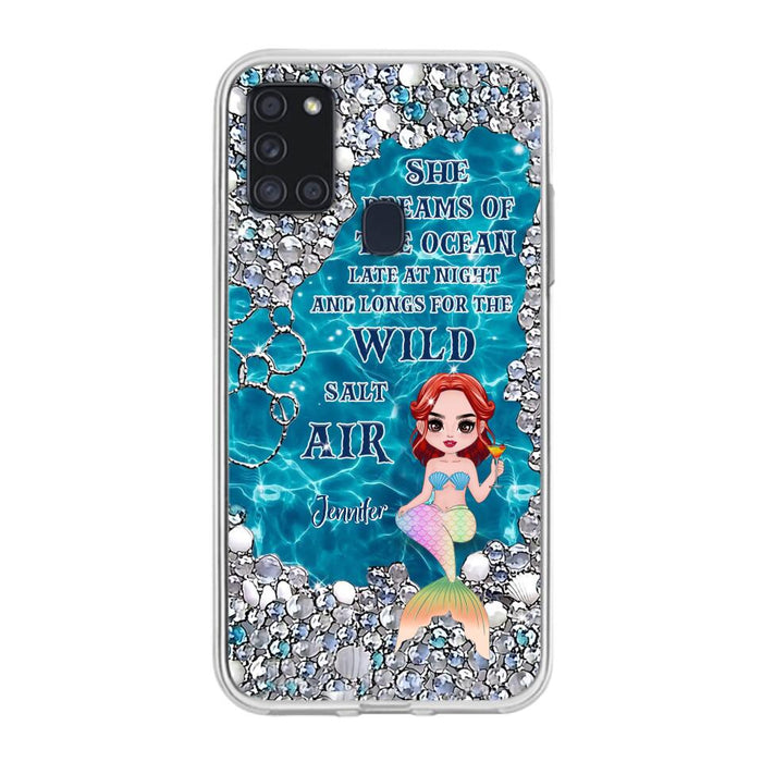 Custom Personalized Mermaid Phone Case - Gift Idea For Ocean Lovers/Mermaid - She Dreams Of The Ocean Late At Night  - Case For iPhone & Samsung