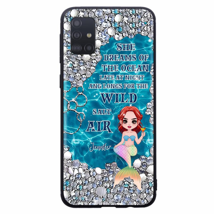 Custom Personalized Mermaid Phone Case - Gift Idea For Ocean Lovers/Mermaid - She Dreams Of The Ocean Late At Night  - Case For iPhone & Samsung