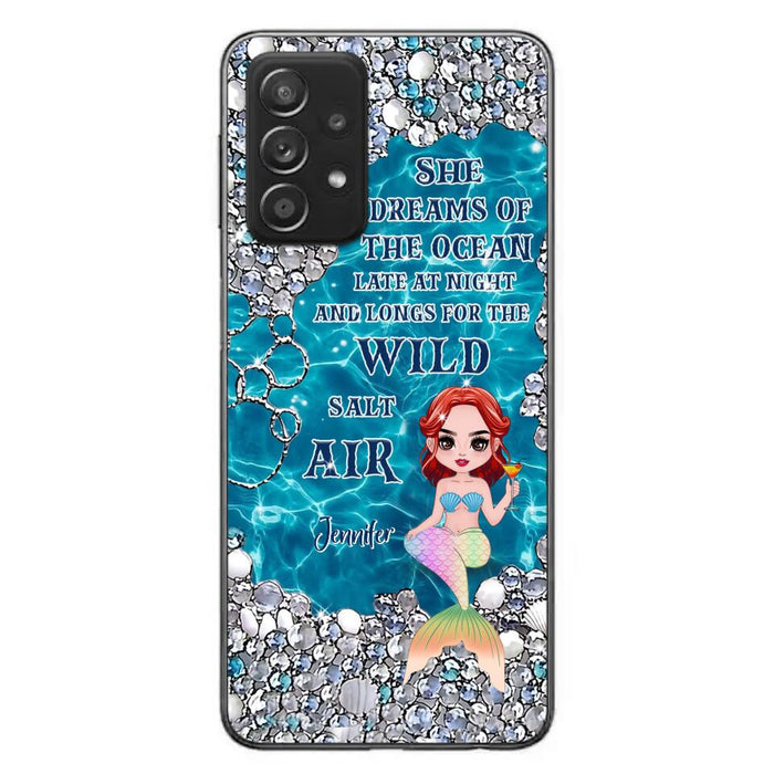 Custom Personalized Mermaid Phone Case - Gift Idea For Ocean Lovers/Mermaid - She Dreams Of The Ocean Late At Night  - Case For iPhone & Samsung