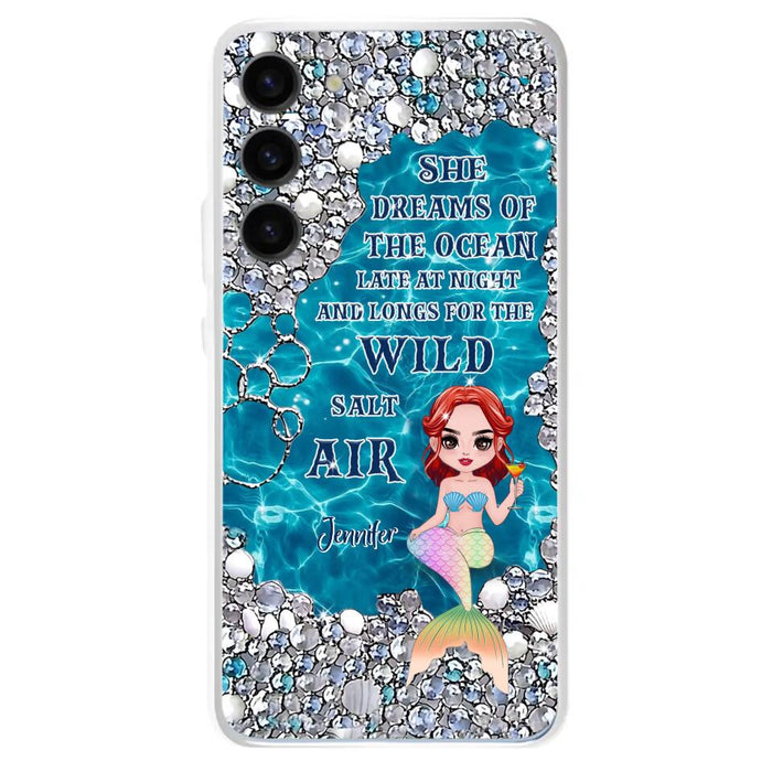 Custom Personalized Mermaid Phone Case - Gift Idea For Ocean Lovers/Mermaid - She Dreams Of The Ocean Late At Night  - Case For iPhone & Samsung