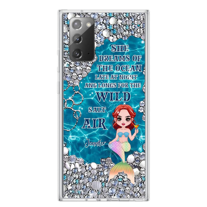 Custom Personalized Mermaid Phone Case - Gift Idea For Ocean Lovers/Mermaid - She Dreams Of The Ocean Late At Night  - Case For iPhone & Samsung